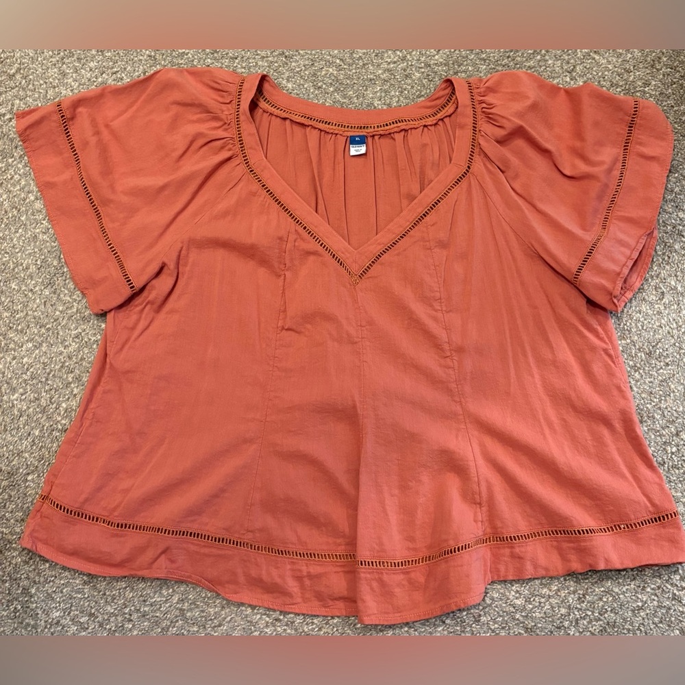 Old Navy Orange Puff Sleeve Crop Blouse